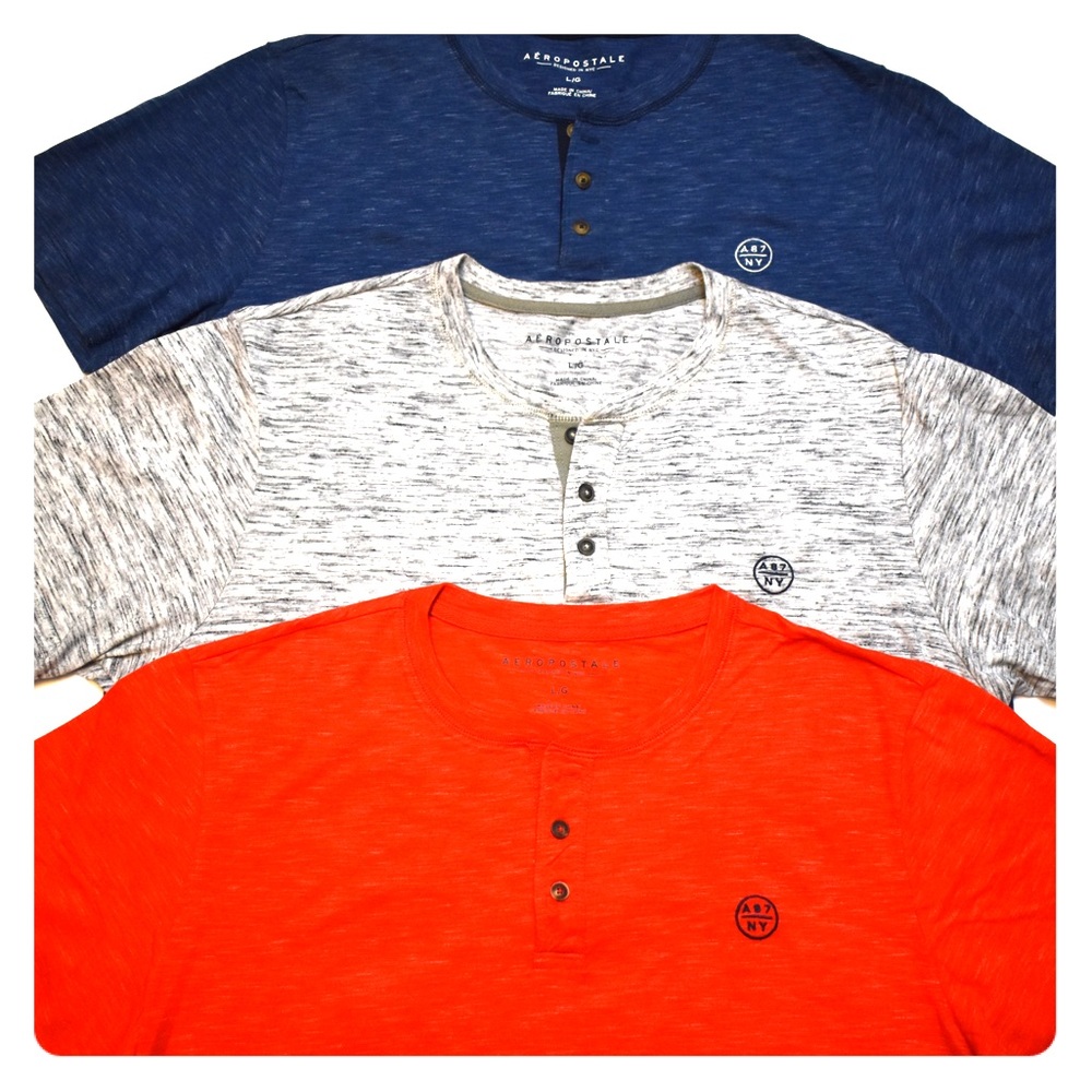 Three Aeropostale henley tees